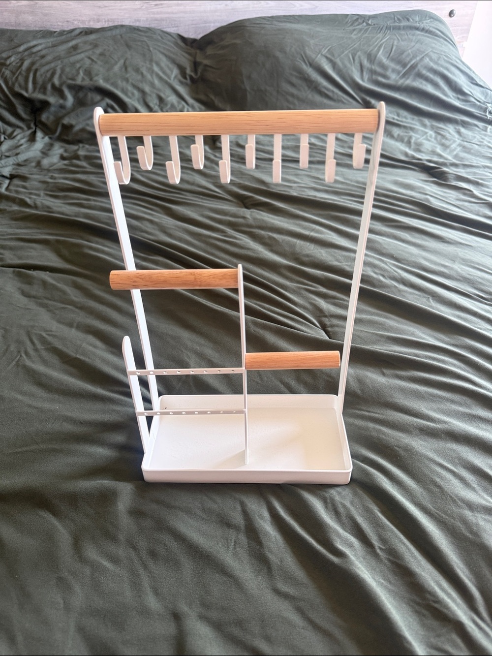 Othr White and Natural Wood Jewelry Stand Organizer